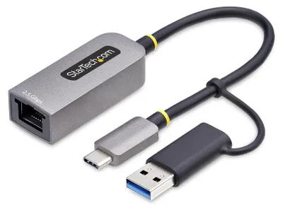 Produktbild von StarTech.com 2.5GbE USB-C Ethernet Adapter mit USB-A Konverter – bis 2,5 Gb/s, Thunderbolt & USB4 kompatibel