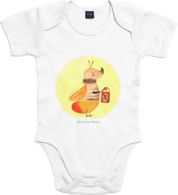 Produktbild von Mr. & Mrs. Panda Strampler Glühwürmchen 1. - 3. Monat - Heather Grey - Geschenk, Baby, Babybody, Kurzarmbody, Liebesspruch, Liebe, Lustige Sprüche, Lieblingsmensch