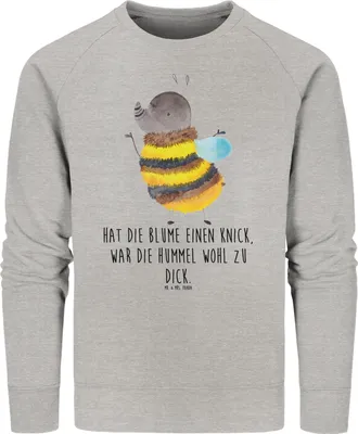 Produktbild von Mr. & Mrs. Panda Baumwoll Sweatshirt Hummel flauschig Größe L - Heather Grey - Geschenk, Natur, Sweater, Lustige Sprüche, Pullover, Biene, Pulli, Bio, Blume