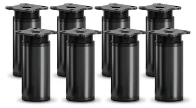 Produktbild von 8er Set sossai moderne runde Möbelfüße in Schwarzmatt 80mm höhenverstellbar Schrankfüße Sockelfüße