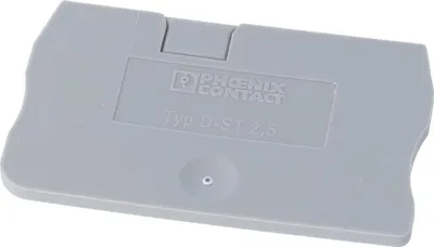 Immagine prodotto di Coperchio di chiusura Phoenix Contact D-ST 2,5, colore grigio, materiale: poliammide (PA), compatibile con la morsettiera passante ST 2,5 - 1