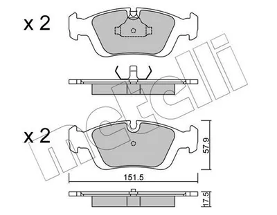 Obrázok produktu pre 4 Sada brzdových doštičiek, kotúčová brzda METELLI 22-0124-0 pre BMW, predná náprava