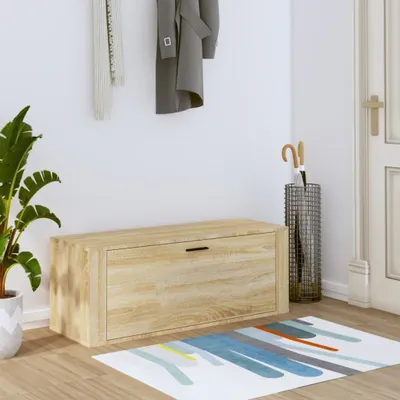 Produktbild von "2026 Promotion" Schuhregal, moderner Wand-Schuhschrank, Sonoma-Eiche 100x35x38 cm Holzwerkstoff - Schuhständer CC28713