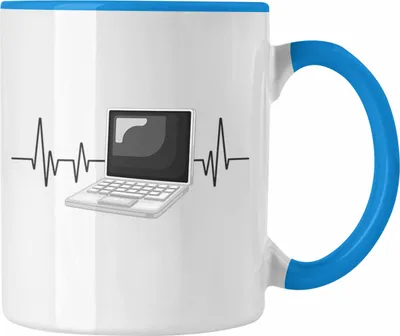 Produktbild von Trendation - Informatiker Herzschlag Tasse Geschenk für It Techniker Büro Geschenkidee (Blau)