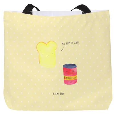 Produktbild von Mr. & Mrs. Panda Strandtasche Toast Marmelade - Gelb Pastell - Geschenk, Süß, Toastbrot, Schultasche, Brot, Tote Bag, Küche Deko, Lustige Sprüche, Laptoptasche, Tasche
