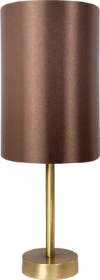 Produktbild von Tischleuchte Messing Stoff E27 D: 14 cm rund 38,5 cm in Bronze hell Braun Modern