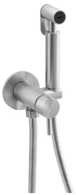 Imagen del producto de Grifo de bidé empotrado minimalista con ducha manual y control de flujo, acero inoxidable cepillado