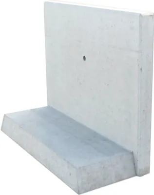 Produktbild von L-Stein Winkelstein Sichtbeton grau 100 cm x 5 cm x 80 cm Fußtiefe = 40 cm