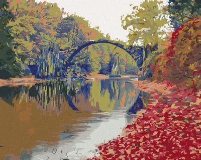 Produktbild von Zuty - Malen nach Zahlen - BUNTE HERBSTSZENE EINER BRÜCKE, 40x50 cm, mit Keilrahmen (bereits gespannt)