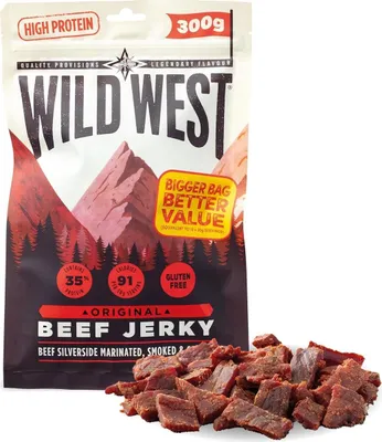 Produktbild von Wild West Beef Jerky Original Jerk Protein Fitness Snack 300g XXL Pack