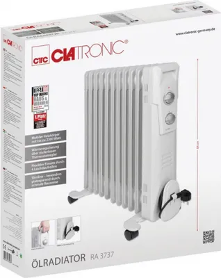 Obrázek produktu pro Clatronic RA 3737, Olejový elektrický přímotop, Olej, CE, Vnitřní, Podlaha, Bílá