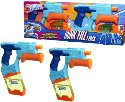 Image de Pistolets à Eau Nerf Dunk-Fill, Pack de 2, Réservoirs à Remplissage Instantané Facile, Jouets d'Eau Super Soaker, Dès 6 Ans
