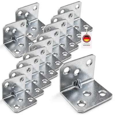 Obrázek produktu pro Sada úhlových spojek HOOZ s drážkou, pozinkované úhelníky a kovové děrované úhelníky 3 cm, pevné montážní úhelníky pro výrobu nábytku, rohové úhelníky pro nábytek a rámy 12X
