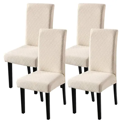 Produktbild von Stretch Stuhlbezug Moderne Stuhlüberzug Elastische Abnehmbar Waschbar Spannbezug für Esszimmerstühle,（Beige）