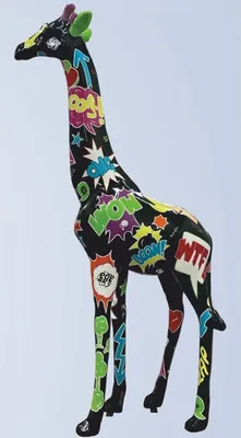 Produktbild von Casa Padrino Garten Deko Skulptur Giraffe Schwarz / Bunt H. 205 cm - Große Garten Figur