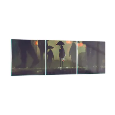 Produktbild von Bilder auf glas - Straße Regen Wasser - 150x50cm - Glasbilder - Wandbilder - Kunstdruck - zum Aufhängen bereit - Wanddekoration aus Glas - Glas Bilder - Wandbild auf Glas - 3 Teile - GCA150x50-3885