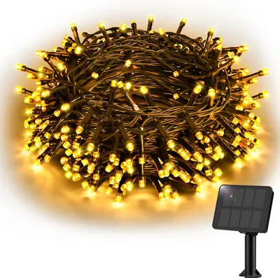 Produktbild von Solar Lichterkette Außen Innen, Solarbetriebene Lichterkette, Warmweiß IP65 Wasserdicht 8 Modi Solarlichterkette, für Garten, Balkon, Terrasse