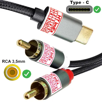 Produktbild von USB C Auf Cinch Audio Nylon Kabel Type C Auf 2RCA Stereo Adapterkabel Kompatibel