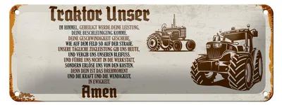 Produktbild von Blechschild Spruch 27x10cm Traktor unser Amen