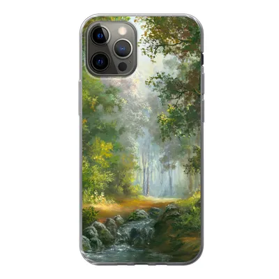 Produktbild von MuchoWow® Handyhülle Schutzhülle Hülle für iPhone 13 Pro Wald - Ölgemälde - Sommer Silikon Softcase Handy Hülle - Handy-Tasche