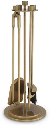 Obrázok produktu pre Casa Padrino luxusná krbová súprava vintage mosadzná farba Ø 27,5 x v. 71 cm - 4-dielna krbová súprava so stojanom - krbové príslušenstvo