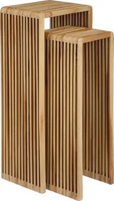 Produktbild von Mica Decorations Yonker Pflanztisch – 2er Set – L35 x B25 x H80 cm – Recyceltes Holz – Braun