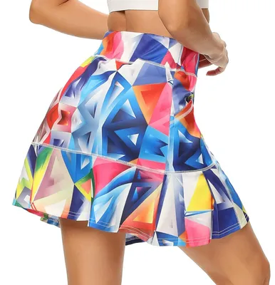 Immagine prodotto di Gonna sportiva a vita alta - Gonna da tennis - Pantaloncino-gonna - Pantaloncini sportivi da donna - Elasticizzati - Con tasca