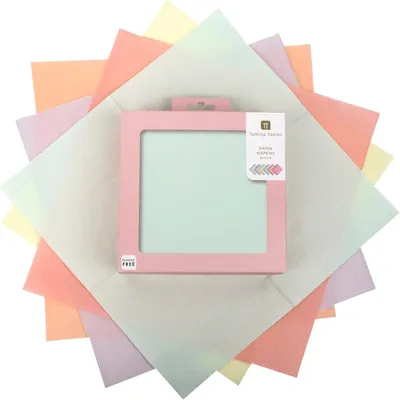 Pastel-Servietten 33 cm, 50 Stück, 3-lagig, für Feste & Basteln