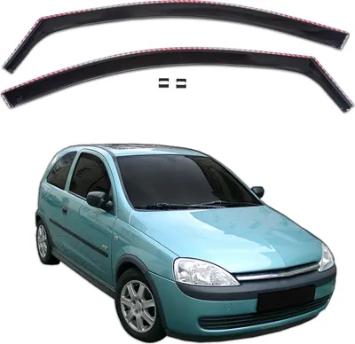 Produktbild von J&J AUTOMOTIVE | GP Windabweiser Für Opel Corsa C 3D 2000-2006 2tlg, GP Regenabweiser, Schwarz, Getönt, Aerodynamisch, Einfache Montage, Befeistigung mit Clips