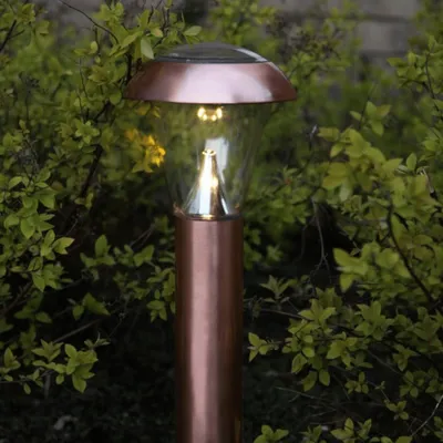 Image de Lampe solaire à LED 'Napoli' - acier inoxydable - LED blanc chaud - H : 36cm - détecteur de crépuscule, couleur cuivre