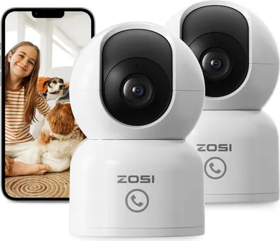 Produktbild von ZOSI 2er 4K PTZ Überwachungskamera Innen WLAN mit 64GB Karte, 2,4/5Ghz WiFi, Personen-/Haustiererkennung & Verfolgung, One-Touch-Call, C518