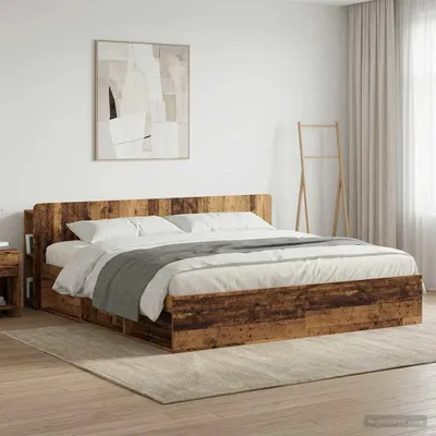 Image de Armoire de tête de lit vidaXL avec rangement, en bois recyclé et panneaux dérivés du bois