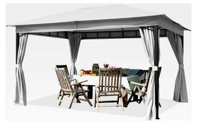 Produktbild von Gartenpavillon 3x4 m mit ca. 180 g/m² wasserdichter Dachplane - 4 Seitenteile in grau