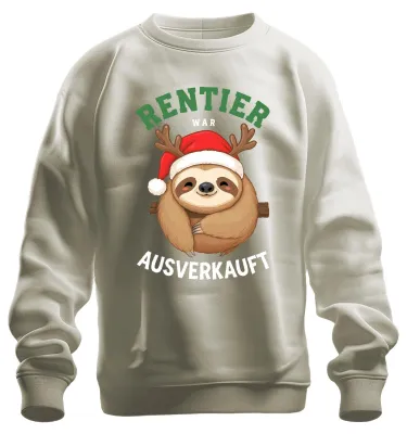 Immagine prodotto di Felpa unisex con motivo divertente "Renna esaurita - Natale - Bradipo", colore naturale, taglia M