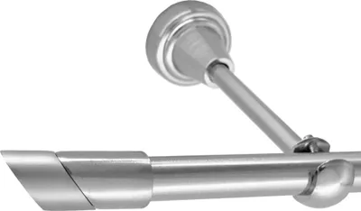 Produktbild von Gardinenstange Edelstahl Look, Metall, Durchmesser 16mm, Wandträger H14, 1-läufig, Länge 160, Endkappe E13