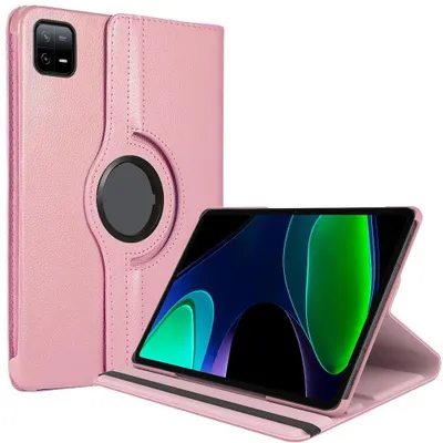 Image de Coque pour Xiaomi Pad 6 / 6 Pro, Protection Rotation 360° Antichoc Cuir Synthétique Rose