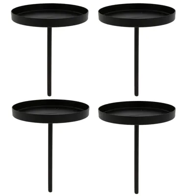 Produktbild von Kerzenhalter aus massivem Metall für Adventskranz - Adventskranzstecker - Kerzenhalter für Adventskranz - Kerzenteller für Adventskranz - Adventskerzenhalter Größe Ø 8 cm mit Rand / H 10 cm