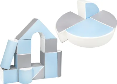 Image de Château+roue set de 15 grands blocs de mousse Château+roue set de 15 grands blocs de mousse (couleur : blanc, bleu clair, gris)