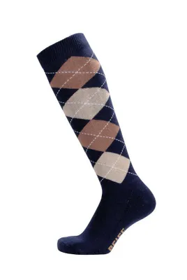 Produktbild von PFIFF Reitstrumpf kariert, Farbe:blau-beige, Groesse:34-36