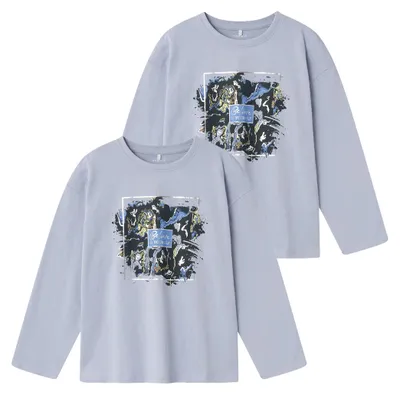 Produktbild von NAME IT 2er-SET Weicher Langarmshirt Print Pullover Tiefe Schultern  Größe: 116