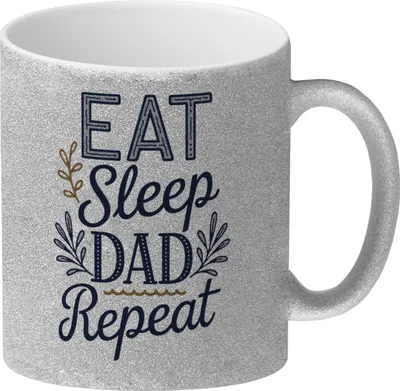Produktbild von Eat Sleep Dad repeat Glitzer-Kaffeebecher für Papas