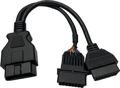 Produktbild von Trade-Shop OBD2 Diagnose Verlängerungskabel Adapter Y-Kabel 16pin (male) auf 16pin (female) Doppelbuchse kompatibel mit BMW (ältere Modelle)