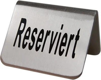 Produktbild von 2x Tischaufsteller "Reserviert" aus Edelstahl 5.2x3.5cm