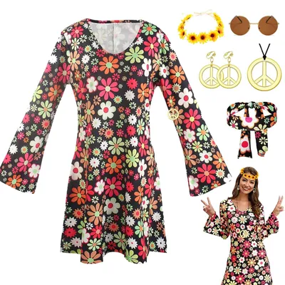 Image de Ensemble costume hippie pour femmes, style années 70
