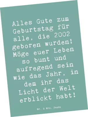 Produktbild von Mr. & Mrs. Panda Grußkarte Spruch 2002 Geburtstag - Meeresbrise - Geschenk, besondere Geburtstagwünsche, Geschenke, Ansichtskarten, 21., bildkarte, Happy Birthday, Feier