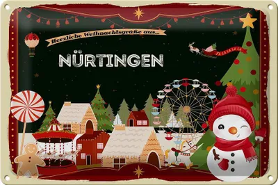 Produktbild von Blechschild Weihnachten Grüße NÜRTINGEN 30x20cm