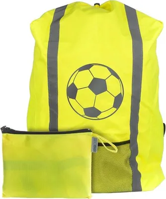 Productafbeelding van EAZY CASE Rugzak Schooltas met Regenbescherming, Reflecterende Cover, Waterdicht, 83x64 cm, Voetbalkleur Geel, Meer Veiligheid op de Weg