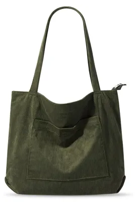 Obrázok produktu pre Omgoods – Dámska kabelka z cordurou s vreckami a zapínaním na zips