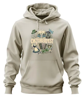 Produktbild von Wiesn Maßkrug Dirndl Brezel Bayern Lederhose Hoodie Kapuzenpullover, Natur, XL