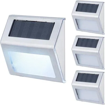 Image de Lot de 4 appliques murales d'extérieur, LED, argent, étanches